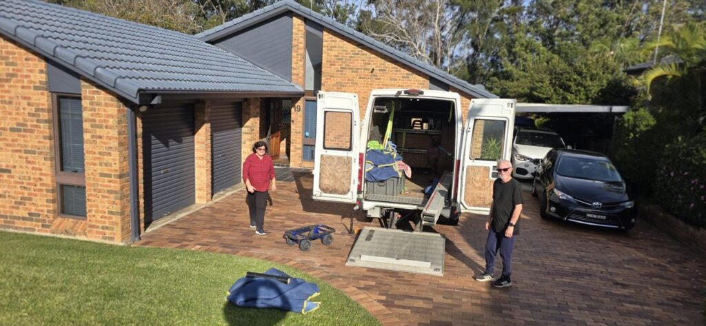 Residential piano pickup in Wollongong with suitable van, ramp and moving equipment